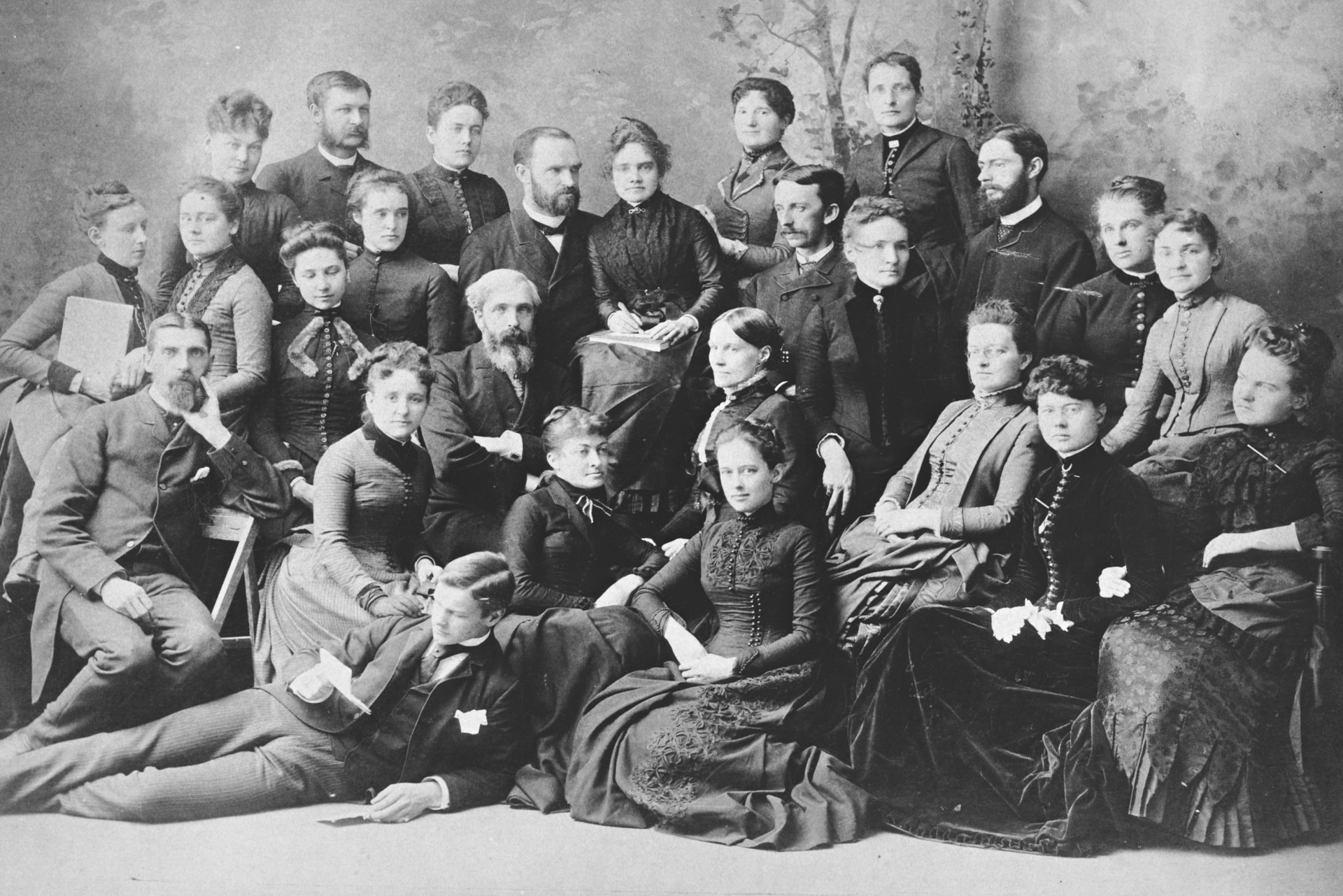 IMAGE: The graduating class of 1888 of the New York State Library School in Albany, New York. ALA acknowledges the controversial legacy of librarian Melvil Dewey, pictured in the center. Dewey pioneered the Dewey Decimal Classification System for efficient library organization, but was accused of harassment by several female colleagues and was ostracized from the association as a result. For further information about discriminatory aspects of his legacy, see this article from American Libraries Magazine.