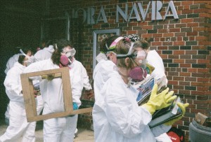Volunteers help clean up New Orleans Public Library’s Nora Navra branch following Hurricane Katrina. Photo: ALA Archives