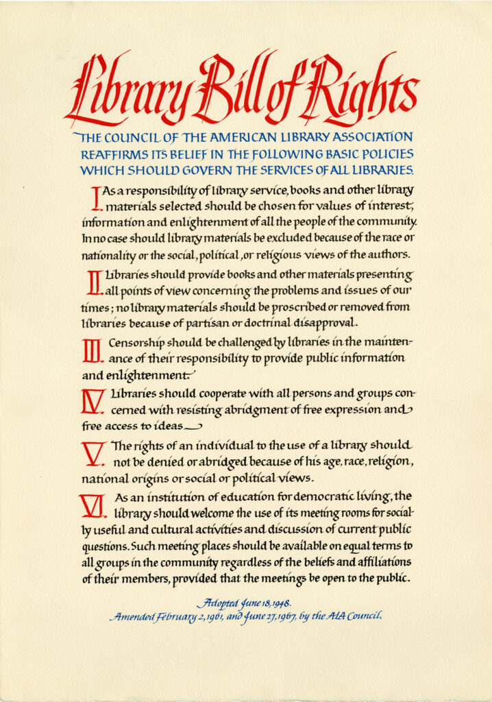 Library Bill of Rights, 1967