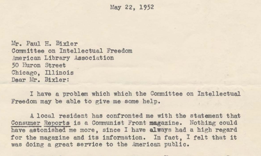 Detail of letter from Lynn Blaylock to the Intellectual Freedom Committee.