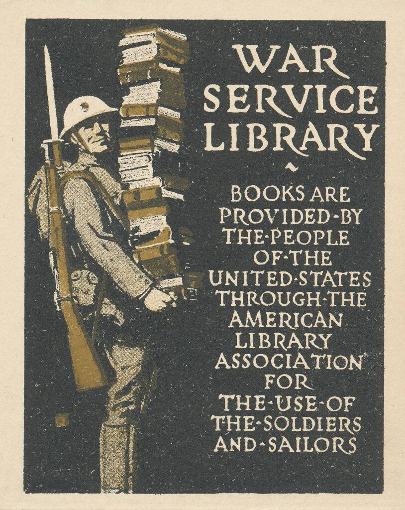 The bookplate used by the Library War Service during World War I in camp libraries.