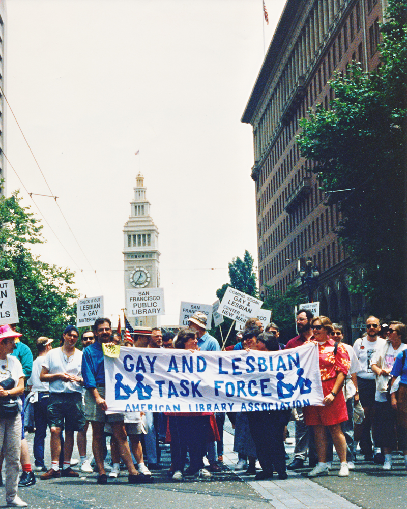 The ALA Gay and Lesbian Task Force marching in the San Francisco Pride March, 1992. From the ALA Archives.