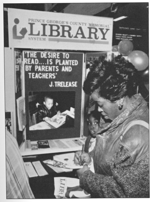 A mall kiosk for library card registration at the Prince George's County Memorial Library for Library Card Sign-Up month.