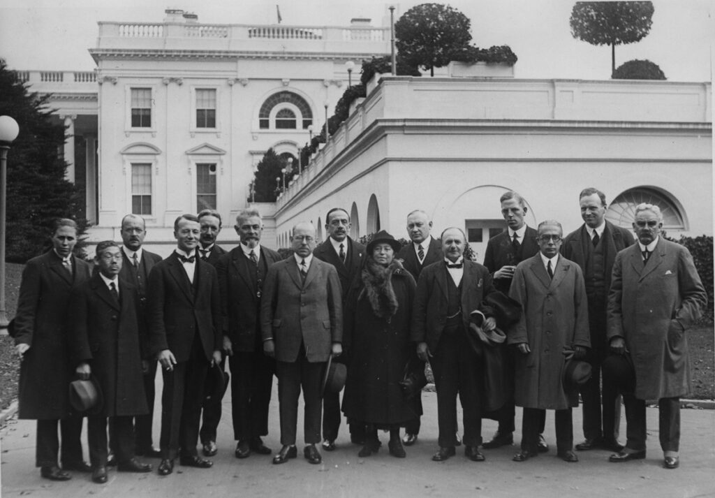 Foreign delegates at the White House in October 1926, calling to pay their respects to President Coolidge. From the ALA Archives.